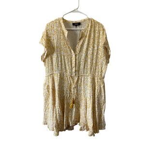 AaKaa Women's Yellow Leopard Boho Short Dress Size Size S NWOT